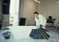 Ann working in plaster at her studio, American Academy in Rome